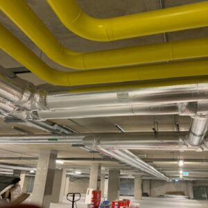 underground carpark pipework insulated by Lagforce in Dublin