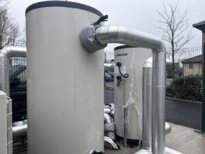 external pipework for building heating fully insulated and cladding supplied by Lagforce