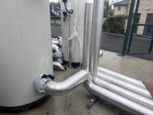 external pipework for building heating fully insulated and cladding supplied by Lagforce