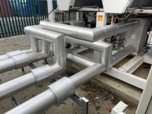 external pipework for a chiller fully insulated and cladding supplied by Lagforce
