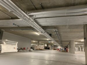 underground carpark pipework insulated by Lagforce in Dublin