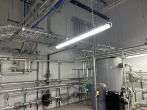 Boiler house water services pipework insulated with foiled fiberglass by Lagforce in Naas in Kildare
