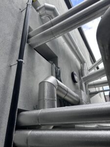 Aluminium cladding installed by Lagforce on external pipework in a new distillery in Galway Ireland